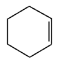 A schematic picture of a cyclohexene molecule.